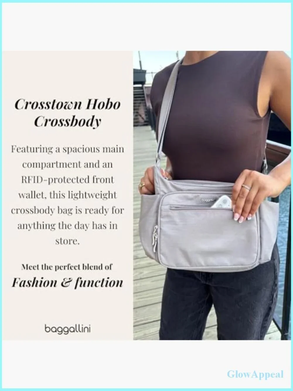 Nylon Hobo Crossbody Bag RFID Protection Adjustable Strap Lightweight